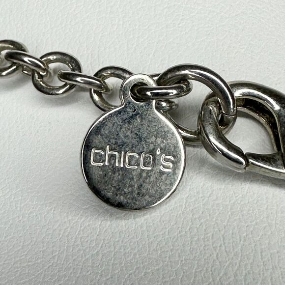 Chicos Silver Tone Chain Link Key Miracles Rhinestone Pendant Necklace ✨ - Picture 8 of 8
